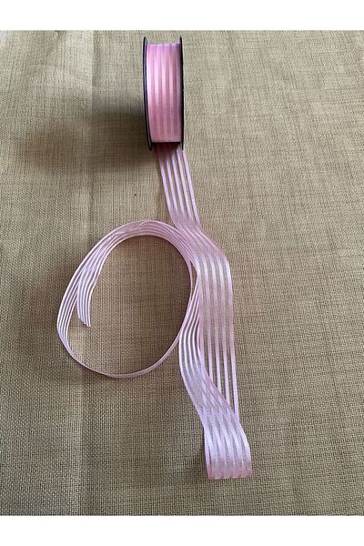 uğur bujiteri Pink Striped Chiffon Ribbon 2.5Cm-5M