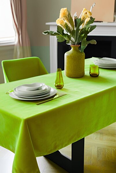 Cortibo Leaf Green Barcelona Velvet Textured Tablecloth