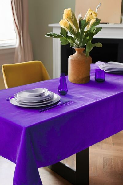 Cortibo Barcelona Purple Velvet Textured Tablecloth