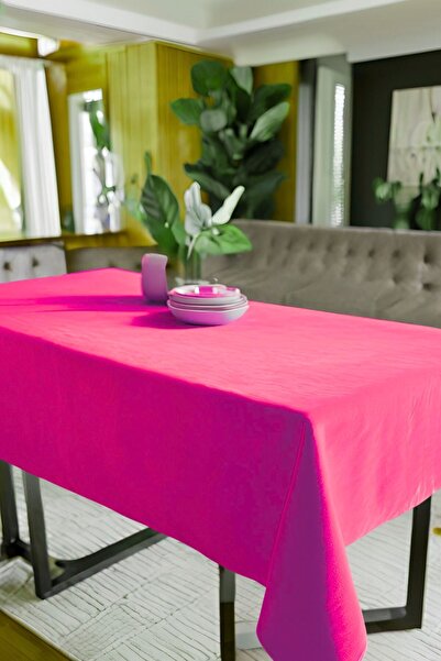 Cortibo Fuchsia Barcelona Velvet Textured Tablecloth