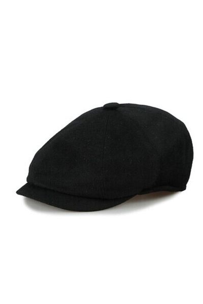 CosmoOutlet British Style Woolen Winter Cap Hat [black]