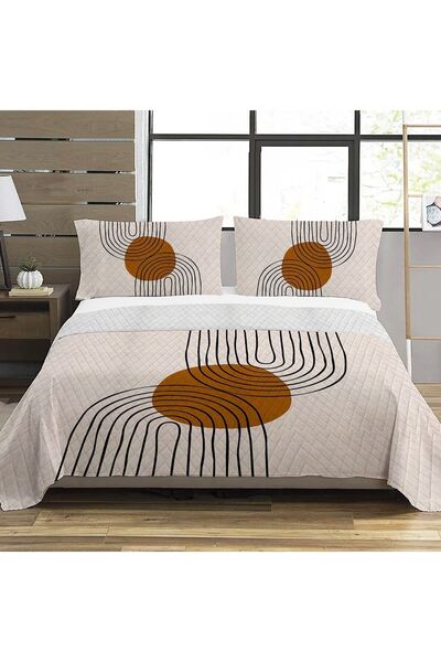 Evmila Soyut Desen Çift Kişilik Baskılı Pike (200x220 Cm)