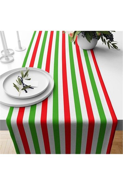 Evmila New Year's Themed Striped Velvet Runner