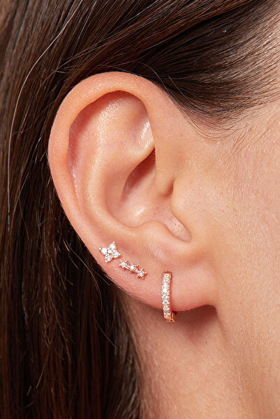 Elika Silver Kadın 925 Ayar Gümüş Üçlü Küpe Set