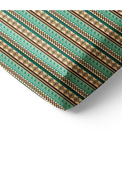 Evmila Ethnic Pattern Printed Double Sheet Set 160x200 Cm - Green