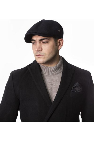CosmoOutlet British Style Woolen Winter Cap Hat [black]