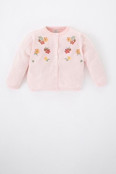 DeFacto Crew Neck Flower Patterned Baby Girl Cardigan - Z1819a223sp