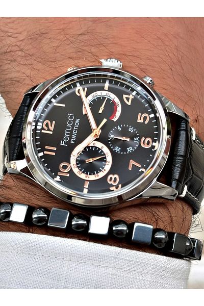 Ferrucci Men's Leather Cord Wristwatch - FCF.03318FK.03 Function