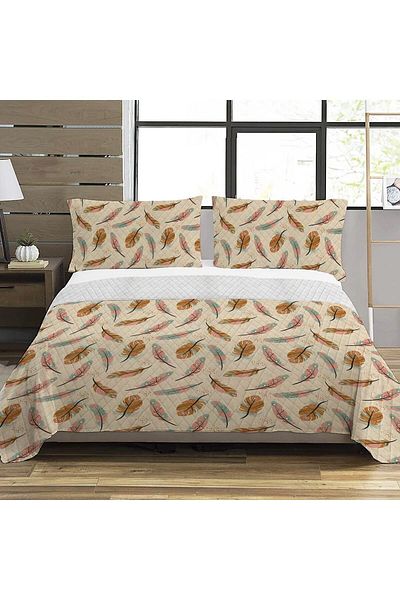 Evmila Leaf Pattern Double Printed Pique (200x220 Cm) Yellow