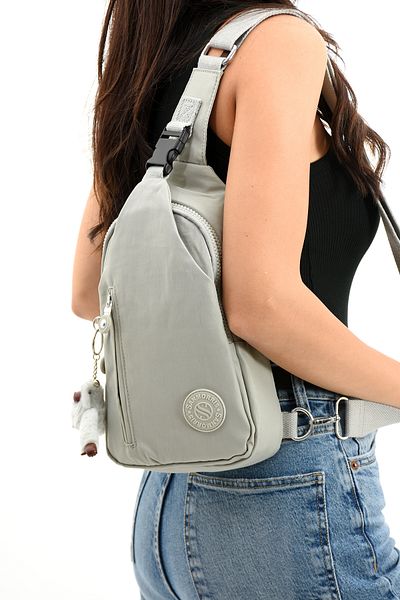 YOGII Ron Model Unisex - Αδιάβροχο τσαλακωμένο ύφασμα, τσάντα ώμου με χιαστί λουράκι, λειτουργικό VIP πολλαπλών διαμερισμάτων