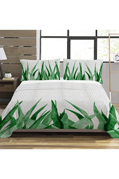Evmila Green Leaf Pattern Double Printed Pique (200x220 Cm)