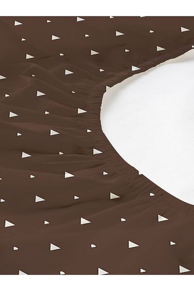 Evmila Σετ σεντόνια με τρίγωνο μοτίβο διπλό 160x200 cm - Καφέ