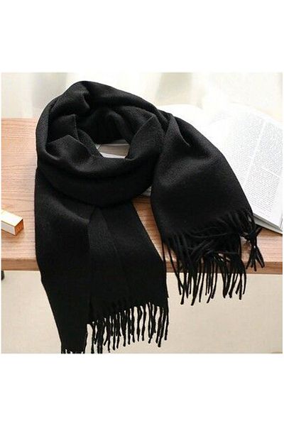 Bima Ticaret Black Seamless Long Shawl - 70x155 cm Seasonal