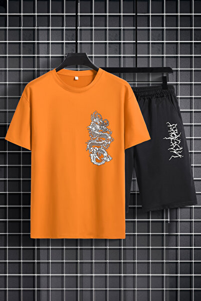 MYADA Crew Neck Elastic Shorts Dragon Printed Παιδικό Σετ - Σετ 2 20556