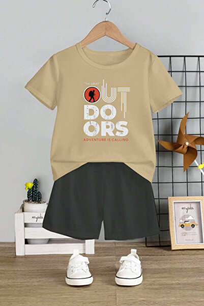 MYADA Set pentru copii cu imprimeu Drs - Decolteu, pantaloni scurți elastici,...