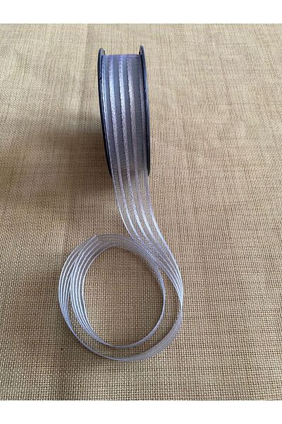 uğur bujiteri Gray Striped Chiffon Ribbon 2.5Cm-5M