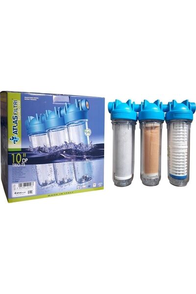 PROLİTE STORE Atlas 10'' Housinğ 3'lü Su Arıtma Filtresi Set 3/4'' Bağlantılı
