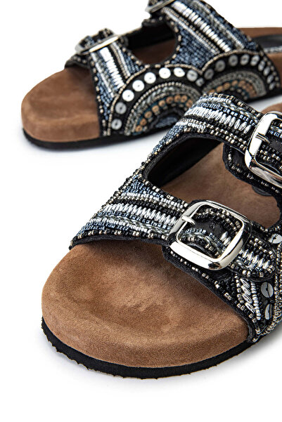 LAZAMANİ Papuci plati pentru femei Lazamani din piele naturala neagra