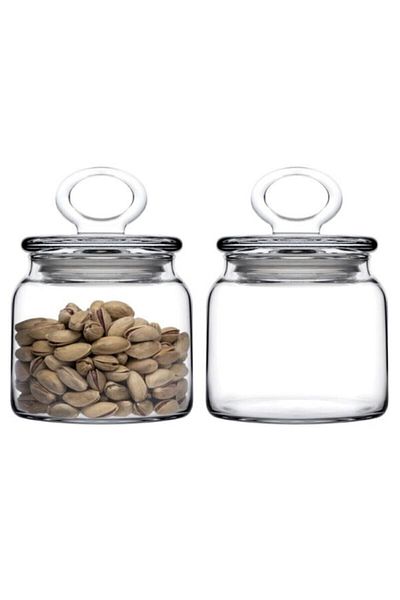 Paşabahçe 2-Piece Kitchen Slim Small Size Glass Jar with Lid 96763