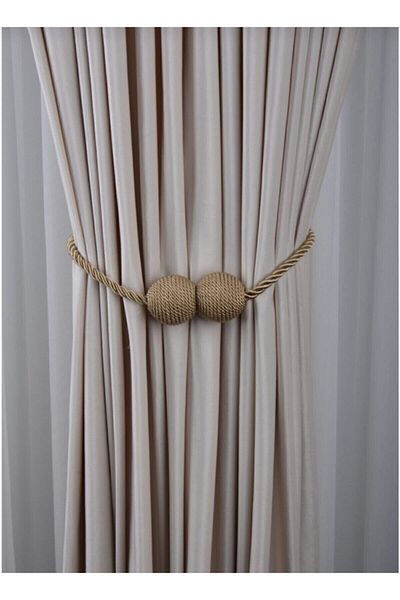 ecrin perde Gold Yellow Curtain, Brooch with Collector Magnet