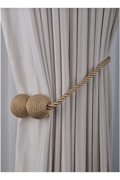ecrin perde Gold Yellow Curtain, Brooch with Collector Magnet