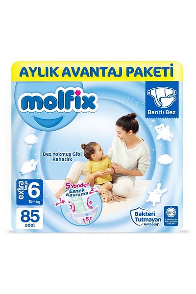 Molfix Baby Diapers Size 6 Extra Large Monthly Advantage Package 85 Pieces