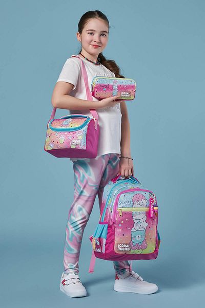 Coral High Set de 3 ghiozdane colorate cu model de pisici cu inghetata - SET 0123648