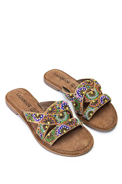LAZAMANİ Lazamani Women's - Genuine Leather Black Flat Slippers