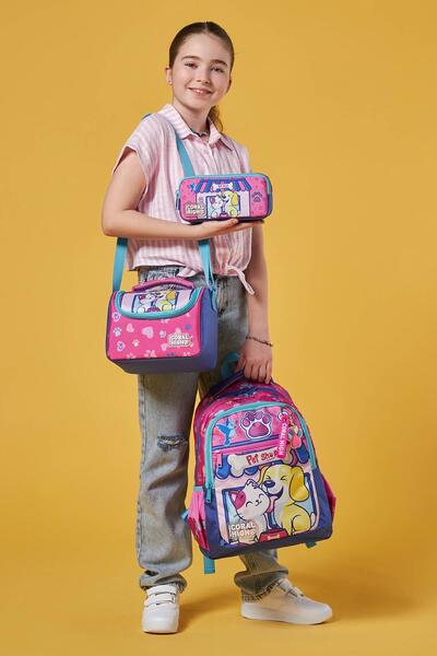 Coral High 3-Piece School Bag - Cat and Dog Pattern, SET 0123646