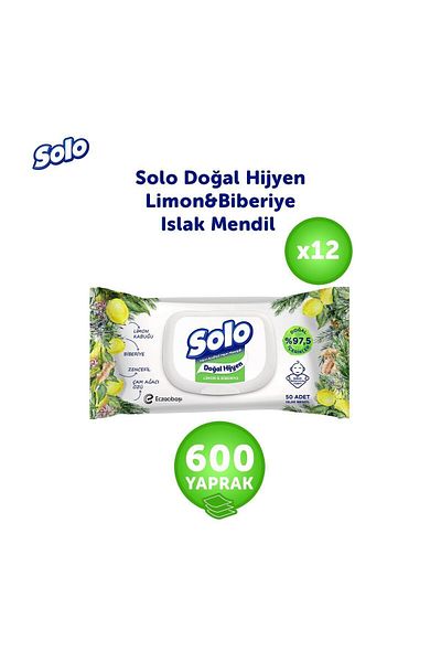Solo Natural Hygiene - Set of 12 600 Sheets Lemon and Rosemary Wet Wipes