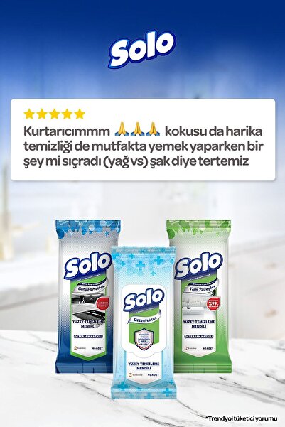 Solo Yüzey Temizleyici Islak Mendil 3'lü Mutfak-banyo 120 Yaprak