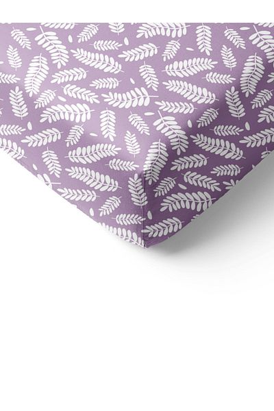 Evmila Leaf Pattern Printed Double Sheet Set 160x200 Cm - Purple