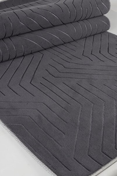 Babil Home Kaymaz Tabanlı Kesme Kabartmalı Koridor Mutfak Hali Antrasit Yollu...