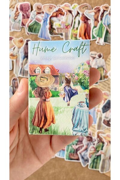 Hume Craft Kutulu Vintage Lady Temalı Sticker Seti Bullet Journal Sticker / Defter / Ajanda / Çıkartma /