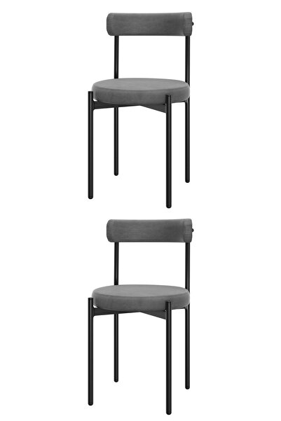 Cosargroup 2 Adet Rols Modern Yemek Masası Sandalyesi Teddy Sandalye Mutfak Sandalyesi Antrasit