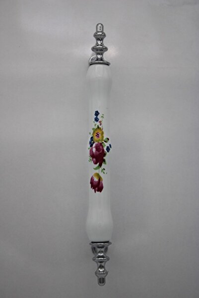 BEYAX Şeyma 128mm 103 Çiçekli Desen Krom Orijinal Porselen Mobilya Kulp