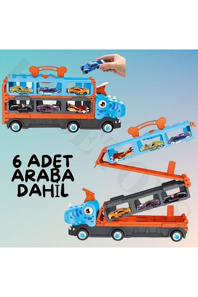 kosetoys Vehicle Transporter Truck /Road That Can Be Transformed into a Race Track/Car Launcher /6Pcs Superior Quality 1:64 Car