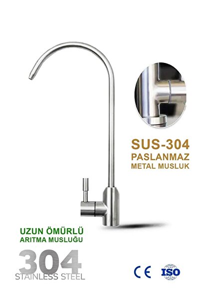 AQUA BELLA 304 Paslanmaz Su Arıtma Musluğu Paslanmaz Metal Inox Lux