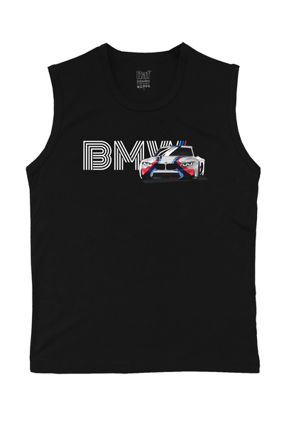 Raf Coll Tricou tricotat fără mâneci pentru bărbați Bmw Design imprimat digit...