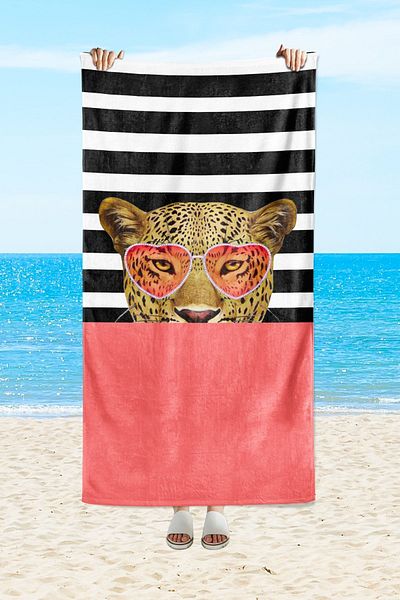 Evmila EVMİLA Red Sea and Beach Towel - Tiger Pattern and Printed