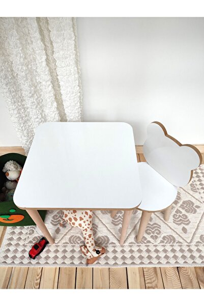 varje Çocuk Masa Sandalye Takımı Aktivite Masası Çalışma Masası 1 Adet Masa 1 Adet Sandalye Beyaz Panda