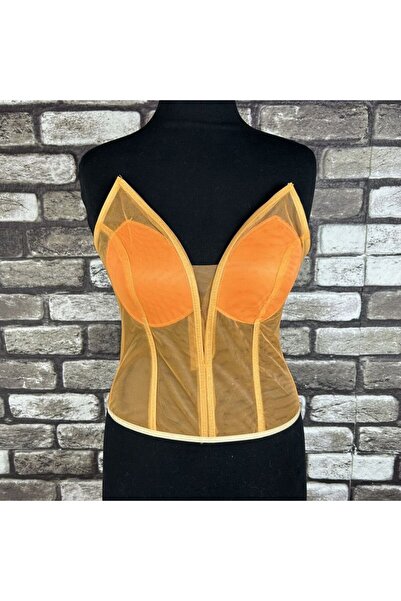 Metay Design Transparent Tulle Corset Bustier Erect Ear Model - Orange