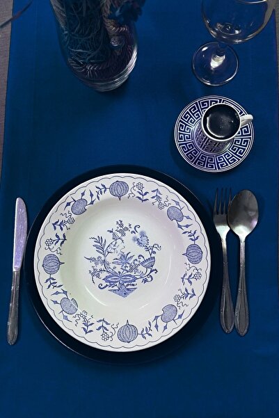 Cortibo Navy Blue Barcelona Velvet Textured Rectangular Runner