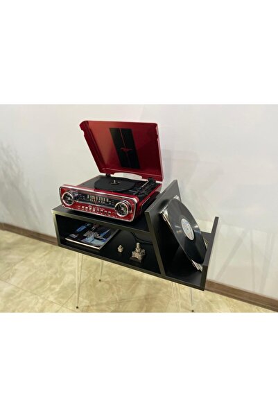 Lernan Group Siyah Retro Plak Ve Pikap Sehpası