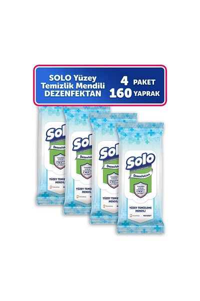 Solo Disinfectant Surface Cleaner Wet Wipes 4 Pack 160 Sheets