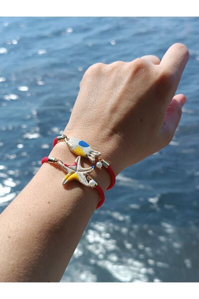 La fee aksesuar سمكة واحدة - سوار من طين البوليمر مصنوع يدويًا بتصميم خاص بحب...