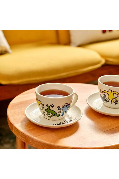 Bella Maison Keith Haring Patterned Porcelain Tea Cup Set - 2 pcs, 220 cc