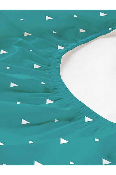 Evmila Triangle Pattern Printed Double Sheet Set 160x200 Cm - Turquoise