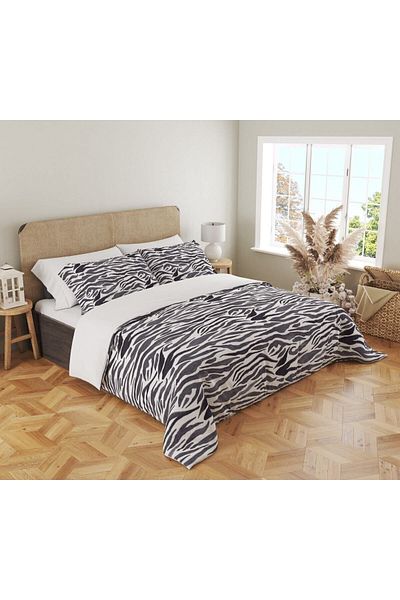 Evmila Σετ Παπλωματοθήκη με μοτίβο Zebra 200x220 cm - Ασπρόμαυρο