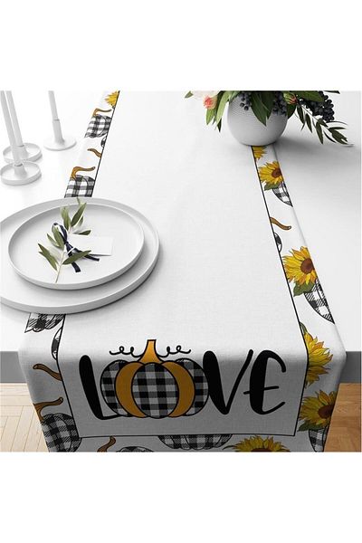 Evmila Autumn And Pumpkin Patterned Runner
